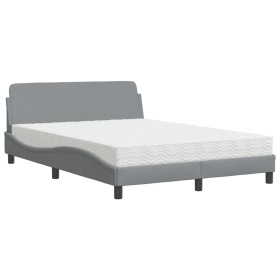 vidaXL Bett mit Matratze Hellgrau 140x200 cm Stoff