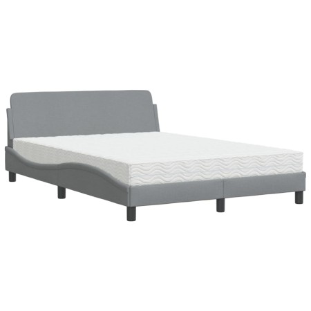 vidaXL Bett mit Matratze Hellgrau 140x200 cm Stoff