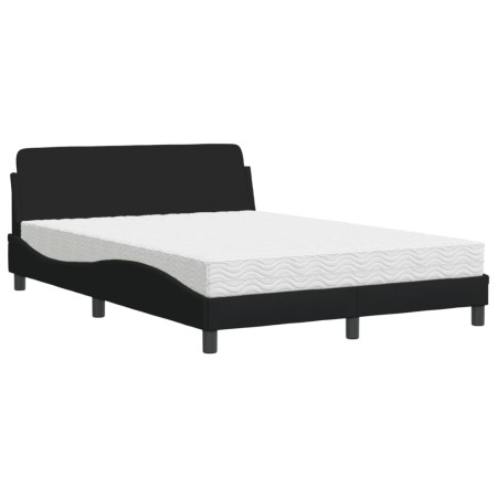vidaXL Bett mit Matratze Schwarz 140x200 cm Stoff