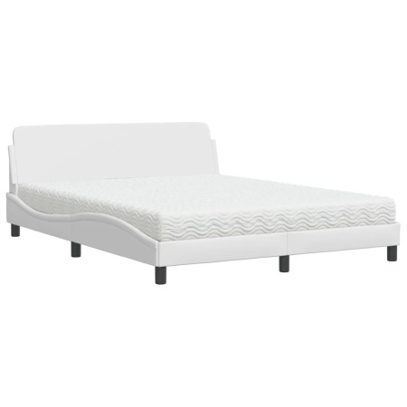 vidaXL Bett mit Matratze Weiß 160x200 cm Kunstleder