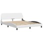 vidaXL Bett mit Matratze Weiß 160x200 cm Kunstleder vidaXL Bett mit Matratze Weiß 160x200 cm Kunstleder