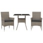 vidaXL 3-tlg. Garten-Essgruppe mit Kissen Grau Poly Rattan und Glas vidaXL 3-tlg. Garten-Essgruppe mit Kissen Grau Poly Rattan und Glas
