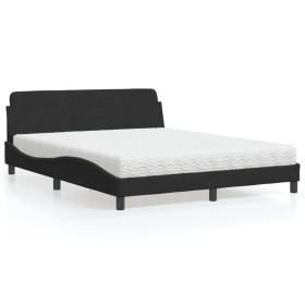 vidaXL Bett mit Matratze Schwarz 160x200 cm Samt