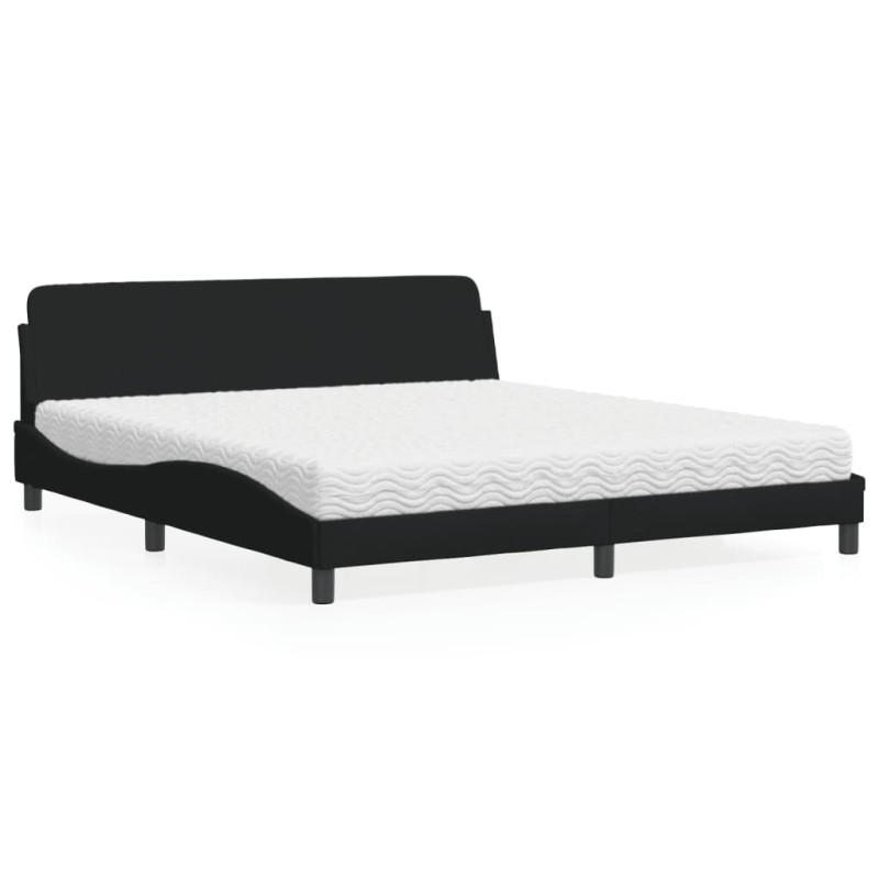 vidaXL Bett mit Matratze Schwarz 180x200 cm Stoff vidaXL Bett mit Matratze Schwarz 180x200 cm Stoff