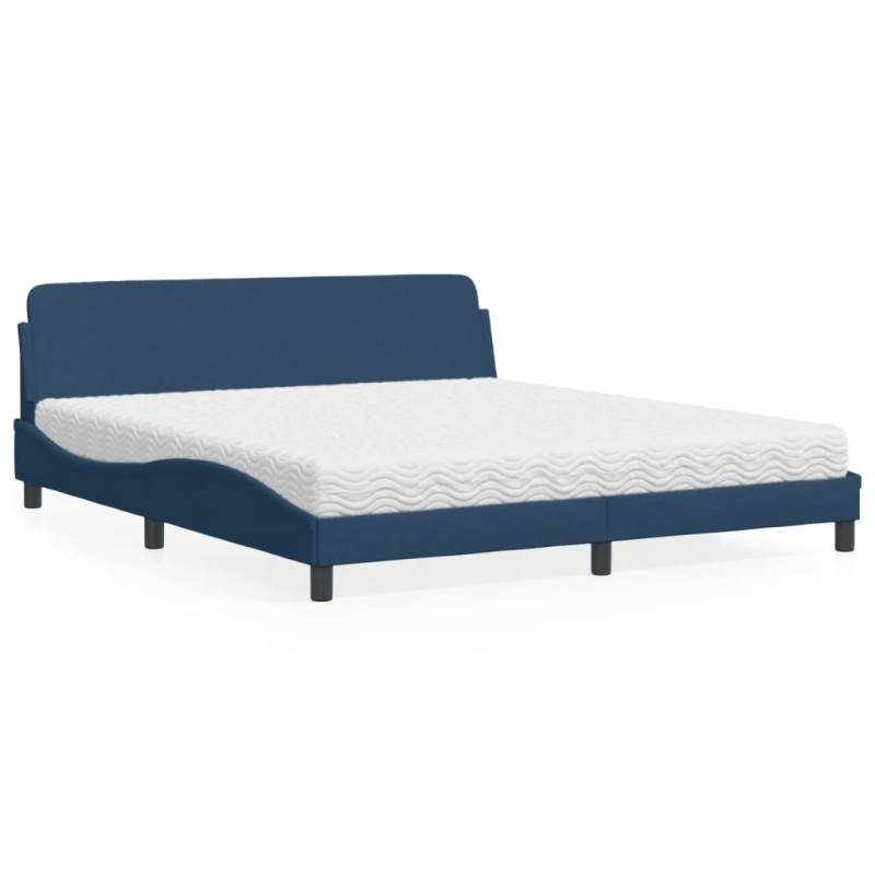 vidaXL Bett mit Matratze Blau 180x200 cm Stoff vidaXL Bett mit Matratze Blau 180x200 cm Stoff