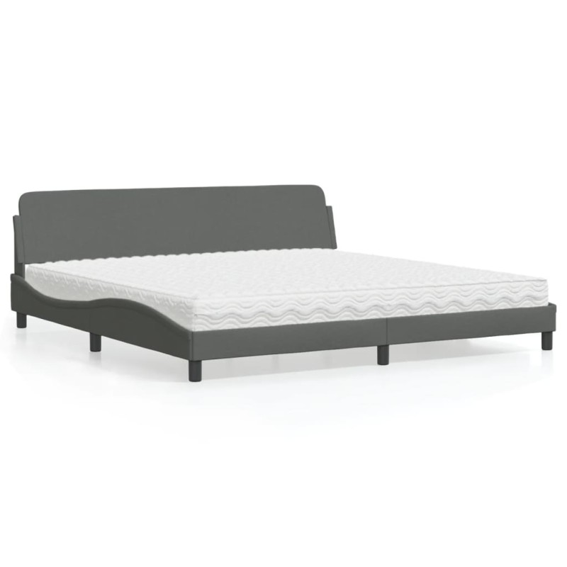 vidaXL Bett mit Matratze Dunkelgrau 200x200 cm Stoff vidaXL Bett mit Matratze Dunkelgrau 200x200 cm Stoff