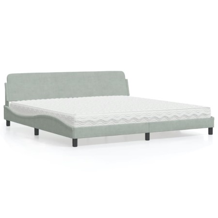 vidaXL Bett mit Matratze Hellgrau 200x200 cm Samt