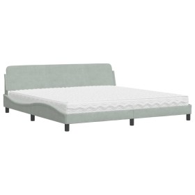 vidaXL Bett mit Matratze Hellgrau 200x200 cm Samt