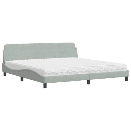 vidaXL Bett mit Matratze Hellgrau 200x200 cm Samt