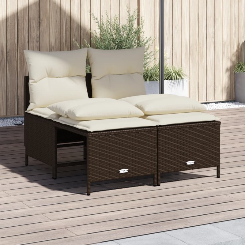 vidaXL 4-tlg. Garten-Sofagarnitur mit Kissen Braun Poly Rattan vidaXL 4-tlg. Garten-Sofagarnitur mit Kissen Braun Poly Rattan
