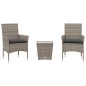 vidaXL 3-tlg. Bistro-Set mit Kissen Grau Poly Rattan und Glas vidaXL 3-tlg. Bistro-Set mit Kissen Grau Poly Rattan und Glas