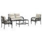 vidaXL 4-tlg. Garten-Sofagarnitur mit Kissen Schwarz Poly Rattan vidaXL 4-tlg. Garten-Sofagarnitur mit Kissen Schwarz Poly Rattan