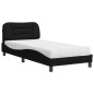 vidaXL Bett mit Matratze Schwarz 90x200 cm Stoff vidaXL Bett mit Matratze Schwarz 90x200 cm Stoff