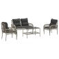 vidaXL 4-tlg. Garten-Sofagarnitur mit Kissen Hellgrau Poly Rattan vidaXL 4-tlg. Garten-Sofagarnitur mit Kissen Hellgrau Poly Rattan