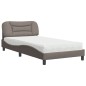 vidaXL Bett mit Matratze Taupe 100x200 cm Stoff vidaXL Bett mit Matratze Taupe 100x200 cm Stoff