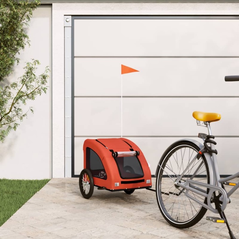 vidaXL Fahrradanhänger für Hunde Orange Oxford-Gewebe und Eisen vidaXL Fahrradanhänger für Hunde Orange Oxford-Gewebe und Eisen