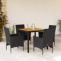 vidaXL 5-tlg. Garten-Essgruppe mit Kissen Schwarz Poly Rattan Akazie vidaXL 5-tlg. Garten-Essgruppe mit Kissen Schwarz Poly Rattan Akazie