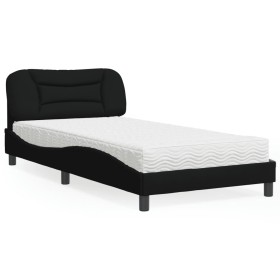 vidaXL Bett mit Matratze Schwarz 100x200 cm Stoff