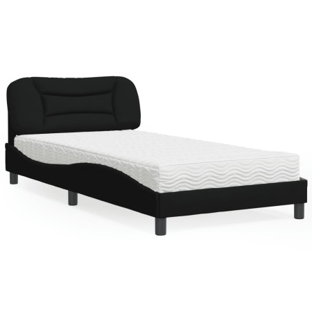 vidaXL Bett mit Matratze Schwarz 100x200 cm Stoff