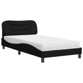 vidaXL Bett mit Matratze Schwarz 100x200 cm Stoff