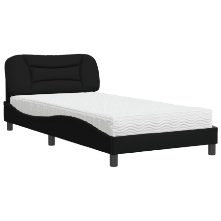 vidaXL Bett mit Matratze Schwarz 100x200 cm Stoff