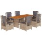 vidaXL 7-tlg. Garten-Essgruppe mit Kissen Beige Poly Rattan vidaXL 7-tlg. Garten-Essgruppe mit Kissen Beige Poly Rattan