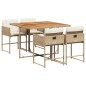 vidaXL 5-tlg. Garten-Essgruppe mit Kissen Beige Poly Rattan vidaXL 5-tlg. Garten-Essgruppe mit Kissen Beige Poly Rattan