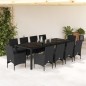 vidaXL 11-tlg. Garten-Essgruppe mit Kissen Schwarz Poly Rattan Glas vidaXL 11-tlg. Garten-Essgruppe mit Kissen Schwarz Poly Rattan Glas