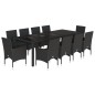 vidaXL 11-tlg. Garten-Essgruppe mit Kissen Schwarz Poly Rattan Glas vidaXL 11-tlg. Garten-Essgruppe mit Kissen Schwarz Poly Rattan Glas