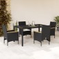 vidaXL 5-tlg. Garten-Essgruppe mit Kissen Schwarz Poly Rattan und Glas vidaXL 5-tlg. Garten-Essgruppe mit Kissen Schwarz Poly Rattan und Glas