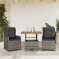 vidaXL 3-tlg. Bistro-Set mit Kissen Grau Poly Rattan vidaXL 3-tlg. Bistro-Set mit Kissen Grau Poly Rattan