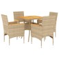 vidaXL 5-tlg. Garten-Essgruppe mit Kissen Beige Poly Rattan Akazie vidaXL 5-tlg. Garten-Essgruppe mit Kissen Beige Poly Rattan Akazie