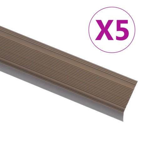 vidaXL Treppenkantenprofile in L-Form 5 Stk. Aluminium 134 cm Braun