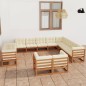12-tlg. Garten-Lounge-Set Kissen Honigbraun Kiefer Massivholz 12-tlg. Garten-Lounge-Set Kissen Honigbraun Kiefer Massivholz