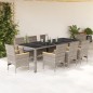 vidaXL 9-tlg. Garten-Essgruppe mit Kissen Grau Poly Rattan und Glas vidaXL 9-tlg. Garten-Essgruppe mit Kissen Grau Poly Rattan und Glas