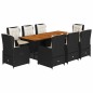 vidaXL 9-tlg. Garten-Essgruppe mit Kissen Schwarz Poly Rattan vidaXL 9-tlg. Garten-Essgruppe mit Kissen Schwarz Poly Rattan