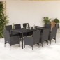 vidaXL 9-tlg. Garten-Essgruppe mit Kissen Schwarz Poly Rattan und Glas vidaXL 9-tlg. Garten-Essgruppe mit Kissen Schwarz Poly Rattan und Glas