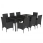vidaXL 9-tlg. Garten-Essgruppe mit Kissen Schwarz Poly Rattan und Glas vidaXL 9-tlg. Garten-Essgruppe mit Kissen Schwarz Poly Rattan und Glas