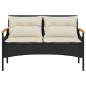 vidaXL Gartenbank mit Kissen 116x62,5x74 cm Schwarz Poly Rattan