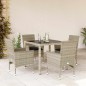 vidaXL 5-tlg. Garten-Essgruppe mit Kissen Hellgrau Poly Rattan Glas vidaXL 5-tlg. Garten-Essgruppe mit Kissen Hellgrau Poly Rattan Glas