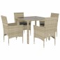 vidaXL 5-tlg. Garten-Essgruppe mit Kissen Hellgrau Poly Rattan Glas vidaXL 5-tlg. Garten-Essgruppe mit Kissen Hellgrau Poly Rattan Glas