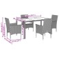 vidaXL 5-tlg. Garten-Essgruppe mit Kissen Grau Poly Rattan und Glas vidaXL 5-tlg. Garten-Essgruppe mit Kissen Grau Poly Rattan und Glas