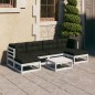 vidaXL 7-tlg. Garten-Lounge-Set mit Kissen Weiß Massivholz Kiefer vidaXL 7-tlg. Garten-Lounge-Set mit Kissen Weiß Massivholz Kiefer