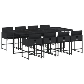 vidaXL 9-tlg. Garten-Essgruppe mit Kissen Schwarz Poly Rattan
