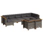 vidaXL 10-tlg. Garten-Sofagarnitur mit Kissen Grau Poly Rattan vidaXL 10-tlg. Garten-Sofagarnitur mit Kissen Grau Poly Rattan