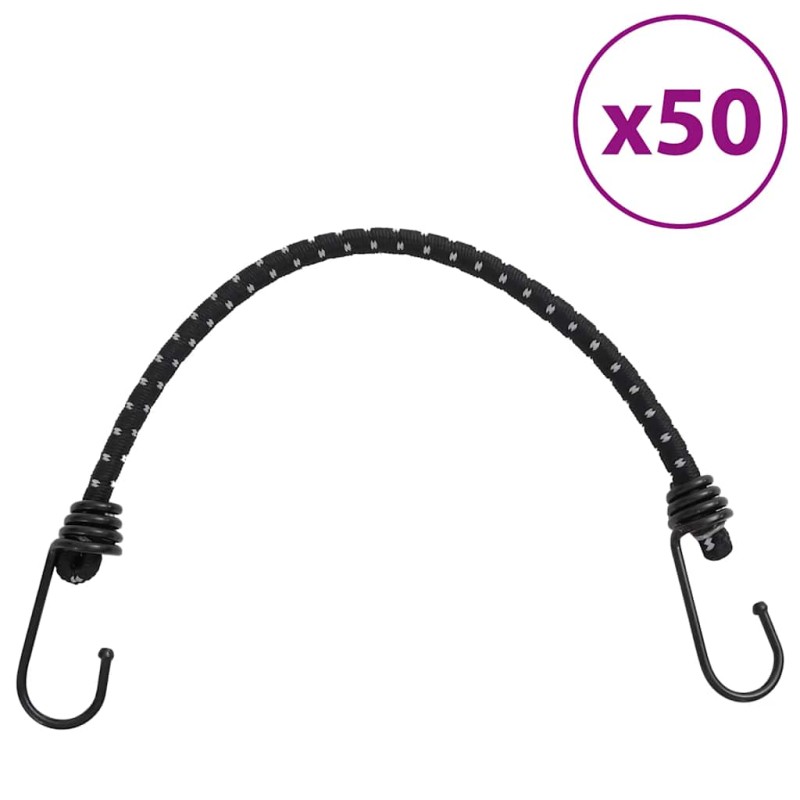 vidaXL Gummiseile Reflektierend mit Haken 50 Stk. 46 cm vidaXL Gummiseile Reflektierend mit Haken 50 Stk. 46 cm