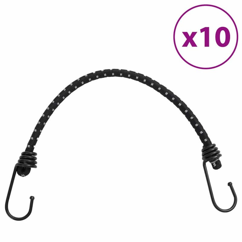 vidaXL Gummiseile Reflektierend mit Haken 10 Stk. 46 cm vidaXL Gummiseile Reflektierend mit Haken 10 Stk. 46 cm