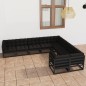9-tlg. Garten-Lounge-Set mit Kissen Schwarz Massivholz Kiefer 9-tlg. Garten-Lounge-Set mit Kissen Schwarz Massivholz Kiefer
