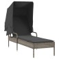 vidaXL Sonnenliege mit Dach Grau Poly Rattan vidaXL Sonnenliege mit Dach Grau Poly Rattan