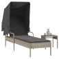 vidaXL Sonnenliege mit Dach und Tisch Hellgrau Poly Rattan vidaXL Sonnenliege mit Dach und Tisch Hellgrau Poly Rattan